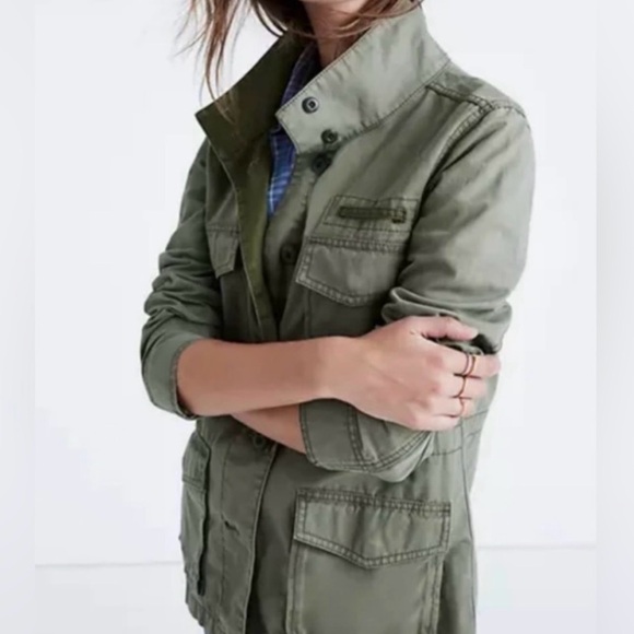 Madewell Surplus Jacket Utility Field Military Full Zip Sharp Casual in Olive 🫒 - Picture 3 of 13
